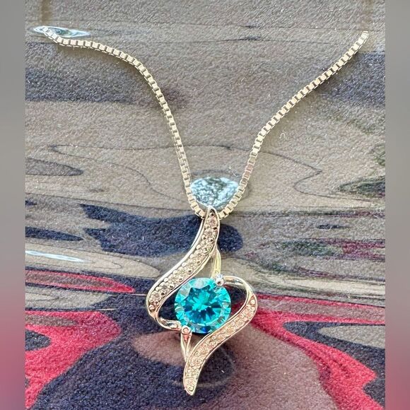 J Rosee Sterling Silver Necklace. Blue Gemstone. New - Picture 1 of 2